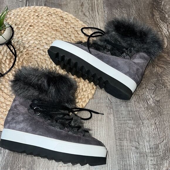 Högl 2-10-1827 Casual Velour Leder Dark Gray Winter Boots Women’s Size US 6.5 - Picture 2 of 7